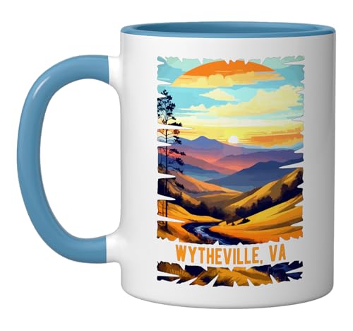 Wytheville Virginia USA Scenic Mountain Valley River Design Ceramic Mug, Blue/White
