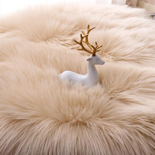 Arbosofe Faux Fur Sheepskin Rug Beige - Fluffy Small Fur Rug for Bedroom & Living Room, 2 x 3 Feet