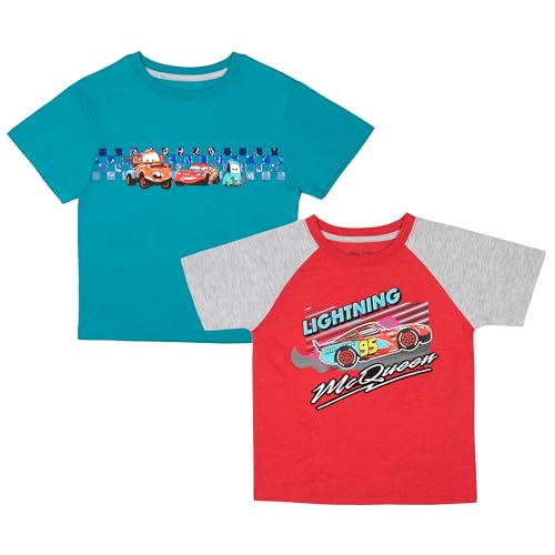 Disney Mickey Mouse and Friends & Cars Lightning McQueen Boys 2-Pack Short Sleeve T-Shirt Bundle Set for Kids