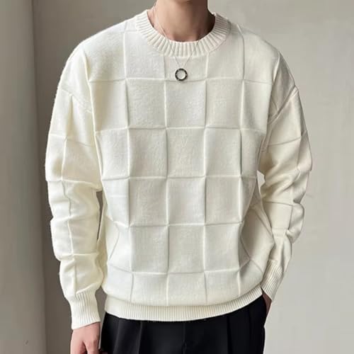 Checkered Knitted Sweater Pullover Fall Winter Simple Pull Sweater for Men3