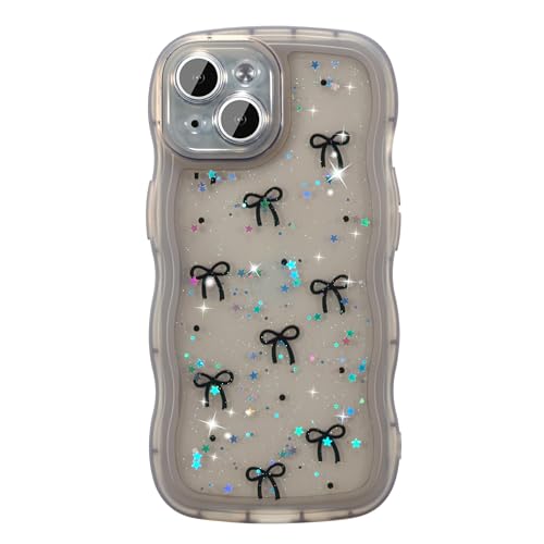 Coque iPhone 13 anti-choc souple à paillettes avec noeud chic