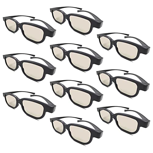Reald 3D Glasses, Circular Polarized Non-Flashing Passive 3D Movie Glasses for Reald Format Cinema/Passive Polarized 3D TV Projector - 3D Glasses That Supports 3D TV and Cinema (10pcs)