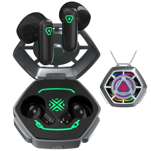 ANCwear True Wireless Earbuds, Bluetooth Headphones, Ear Buds with Metal chain & USB-C Charging Case,Mecha desgin with Customizable stickers for Teens,Young Adults