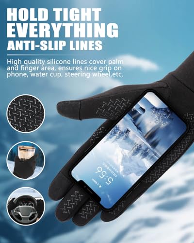 aegend lightweight winter gloves for men women warm running gloves touchscreen thermal glove liners for cold weather driving cycling amp hiking non-slip elastic cuff stretchy durable