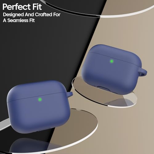 Image of Sounce Earphone Case Cover Compatible with Airpods Pro 3 / 3rd Generation TWS Soft Silicone Skin Case Cover Shock Absorbing Protective Case with Keychain [Front LED Visible] - Blue