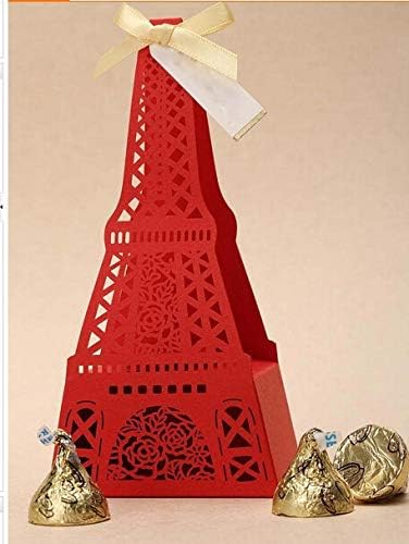 200 pieces Exquisite Classic Theme Red Cut-out Eiffel Tower Wedding Favor Holder/Candy Box/Wedding Box