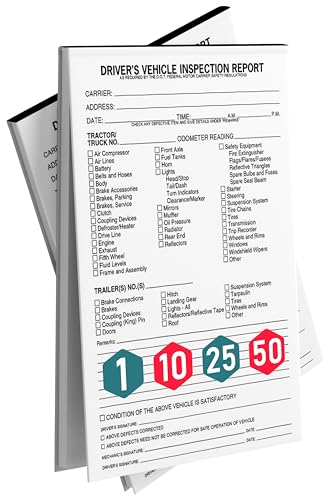 10 Pack Detailed Driver Vehicle Inspection Report Book