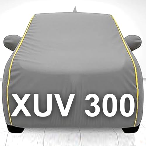 Image of Waterproof Car Body Cover for Mahindra Xuv 300 with Mirror and Antenna Pocket, Soft Cotton Lining, Triple Stitched Heat Resistant Metallic - Grey