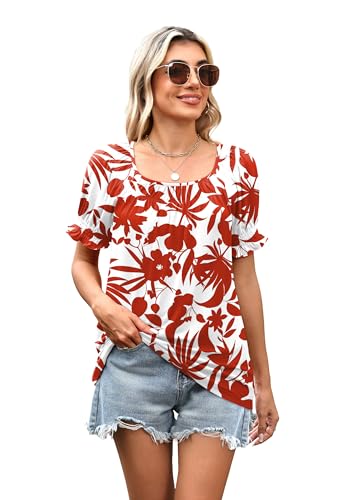Image of WIHOLL Womens Short Sleeve Square Neck Summer Tops Dressy Casual Blouses Trendy Clothes 2026