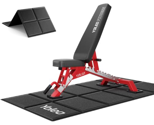Image of YOLEO Adjustable 2204LBS Weight Bench With Gym Mat, Foldable Workout Bench with Decline /Flat /Incline for Bench Press, 90 Positions
