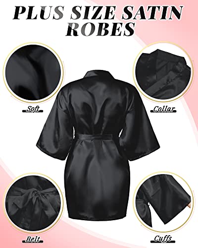 Xtinmee 6 Pcs Women's Plus Size Satin Robes Kimono Sleepwear Short Silk Bathrobe Bridesmaid Wedding Party Dressing Gown, 3XL2