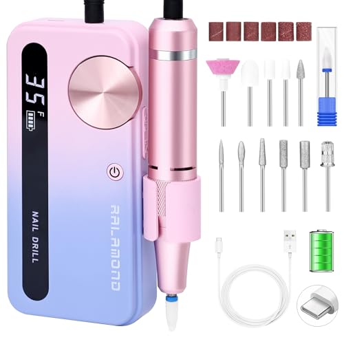 Nail Drill Professional, 35000 RPM Cordless for Acrylic Nails, Electric Nail Drill Machine with...