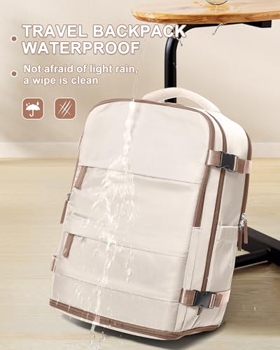 Image of coowoz Travel Backpack Carry On for Women Man Gym Backpacks with Laptop Compartment Mochila de Viaje Teacher Personal Item Backpack Rucksack Airplane Accessories Must Haves Beige Brown