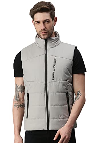 Image of SHOWOFFFF Men Solid Casual Jacket | Stand Collar Sleeveless Jacket for Mens | Regular Fit Jacket for Men's