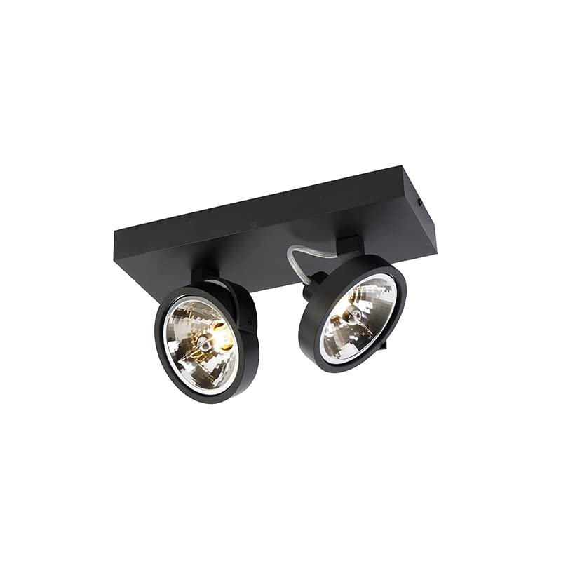 Qazqa Moderno Foco de diseño negro orientable 2 luces - Go Aluminio Rectangular Adecuado para LED Max. 2 x 3 Watt