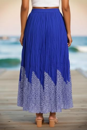 Image of Premium Long Skirt | Stylish Long Crushed Cotton & Unique Prints | Floor Length Skirt for Women | Elastic Waist Premium Maxi Skirt - Comfortable Casual Wear