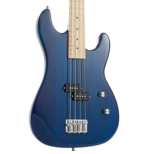 Davison Guitars Full Size Electric Bass Guitar With 15-Watt Amp, Blue - 4 String Right Handed Beginner Kit With Gig Bag And Accessories #TOP1