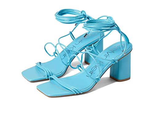 Calvin Klein Women's Calista Heeled Sandal, Light Blue, 8.5