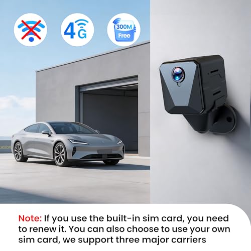 Image of Funstorm 2K No WiFi Cellular Security Camera with SIM Card, Wireless Outdoor Camera, Live View, Motion Detection Alerts, Night Vision, Mini Camera for Car, Truck, RV, Jobsite & Vacant House