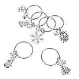 KOMBIUDA 6 Piezas Llaveros Navideños Metálicos con Adornos de de Muñeco de Calcetín Árbol de Navidad Campana y Artificial Accesorios para Bolsos y Decoración Festiva