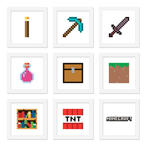 Affiches murales Minecraft lot de 9 posters encadrés blancs pour habiller un mur vide sans effort