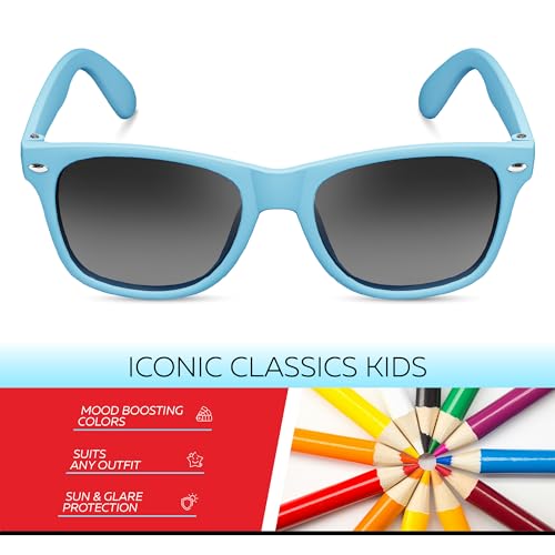 Image of Retro Rewind Kids Sunglasses for Boys Girls Age 3-12 - Shatterproof UV400 Toddler Children Sun Glasses