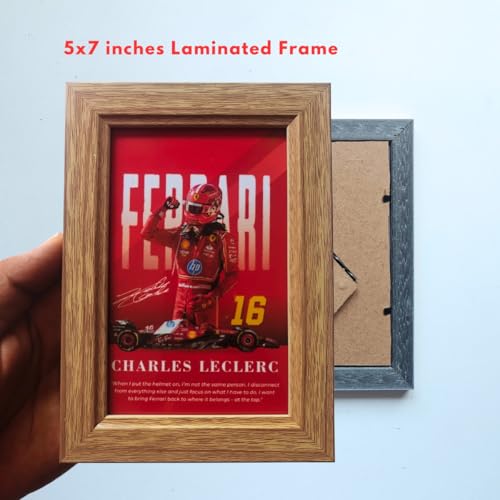 Image of TenorArts Charles Leclerc F1 Gift Box Merchandise for Fans - 5x7 Inches Laminated Photo Frame,1 Keychain, 1 Badge, 4 4x6 inches Posters, 10 Multi sized F1 Stickers - 5 items in 1 Box | Perfect for Gifting F1 Fans