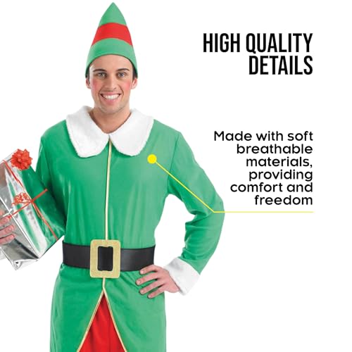 Fun Shack Weihnachts-Elf Kostüm für Herren – Elfenkostüm Männer für Weihnachten, Karneval & Fasching, Elfenoutfit Weihnachtsmann Helfer – Größe L