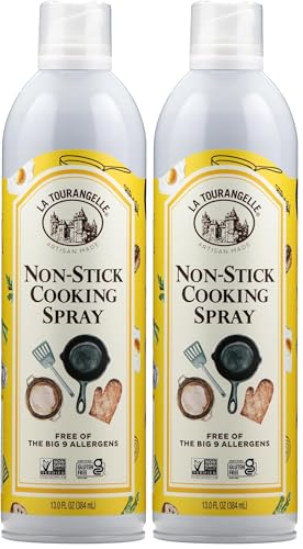 La Tourangelle, Non Stick Cooking Spray, Expeller Pressed Oil, Non Aerosol, For Neutral Flavor, Medium to High Heat, 13 Fl Oz (Pack of 2)