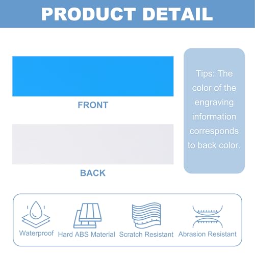 PATIKIL 8x2 Leer Namensschilder, 20Stück Benutzerdefinierte Gravierte Namensschild Rechteck Lasergravur Rohlinge für Personalisierte Namensschilder Bürotür Malzubehör, Himmelblau, Weiß