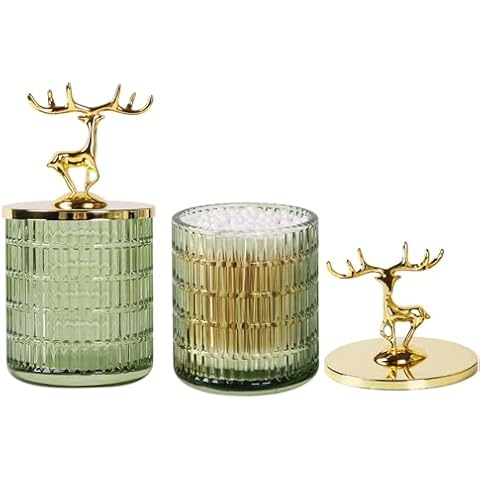 Fvstar Glass Apothecary Jars with Deer Lids Cover