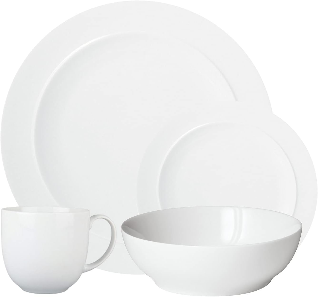 Denby Imperial Blue Dinner Set For 4 - 16 Piece Ceramic Tableware Set - Blue, White - Dishwasher Microwave Safe Crockery Set - 4 Dinner Plates, 4 Small Plates, 4 Cereal Bowls, 4 Coffee Mugs