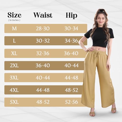 Image of TRASA Women's and Girls Cotton Reyon Regular Fit Palazzo Pants - Available Size - L, XL, 2XL, 3XL