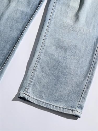 Mens Jeans Summer Lightweight Breathable Thin Wide Leg Denim Pants Loose Straight Casual Trousers 7