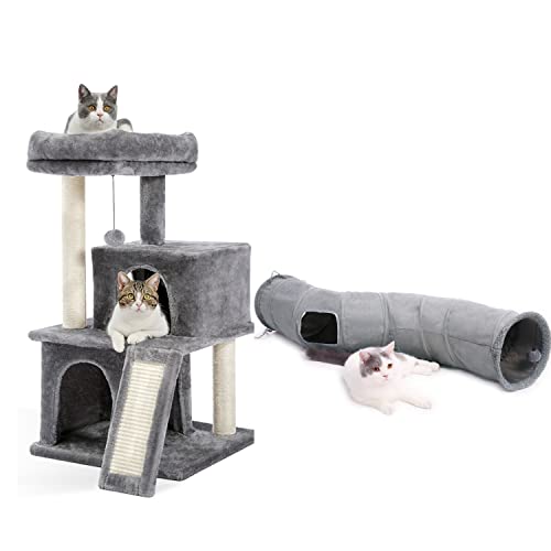 34 Inches Cat Tree Bundle With S Shape Tunnel #TOP19