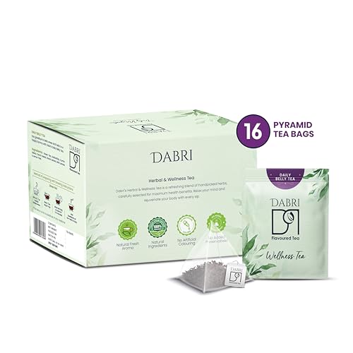 Image of Dabri Daily Belly Wellness Tea 16 Pyramid Dip Teabags|Herbal Blend for Digestion|Pure Natural Taste|Detox Tea for Bloating, Constipation, Acidity & Gas Relief|Supports Gut Health & Comfort Daily