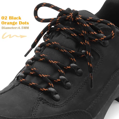 Image of DELELE 2 Pair Thick Round Climbing Shoelaces Hiking Shoe Laces Boot Laces