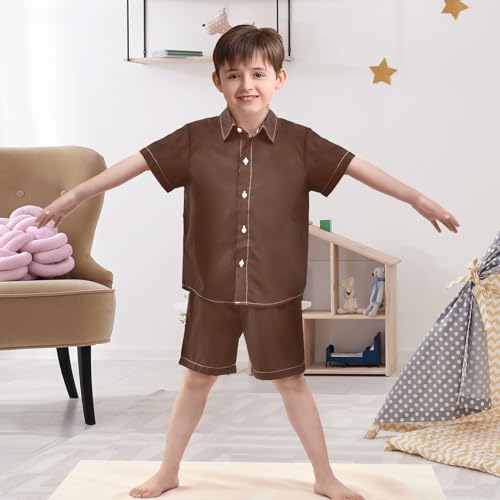 Image of 3T Toddler Boy Shorts Set Black Hawaiian Button Down Shirts Summer Outfits for Little Boy