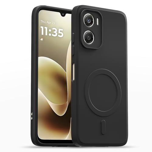 Image of Pikkme Back Cover for Motorola Moto G06 Power Soft Matte Silicone Mag-Safe Design (Mag-Safe Not Support) Camera Protection | Slim Fit Bumper Cover (Black)