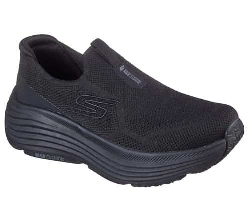 Skechers Donna Max Cushioning Endeavour Sarasota Sneaker, Black Textile/Black Trim, 39.5 EU