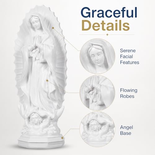 Estatua Virgen de Guadalupe DECHOUS 7.5 in Resina Blanca miniatura 7