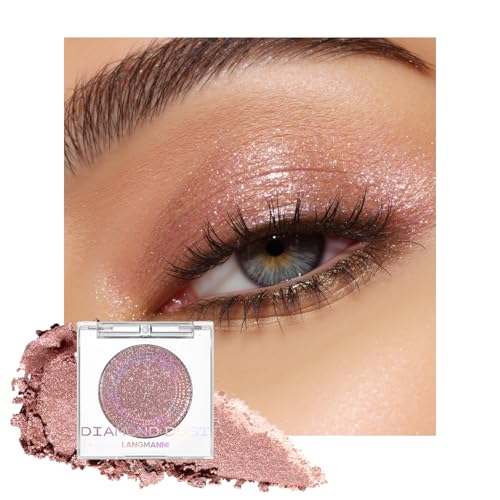 Jolilab Glitter Eyeshadow, Metallic Shimmer Single Eye Shadow, Pink Opal