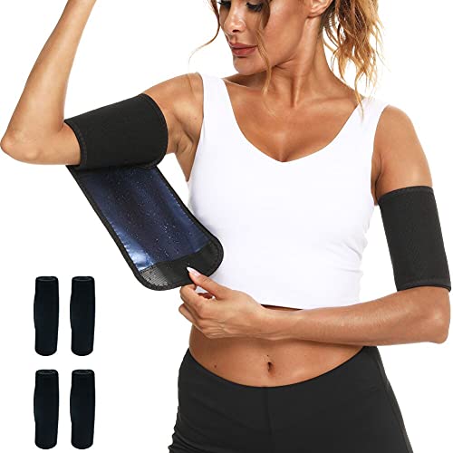 Nanooer Arm Trimmers for Women Pair Arms Sweating Slimmer Upper Arms Shaper Trainer Adjustable Sauna Bands for Daily Workout(Blue 2Pack)