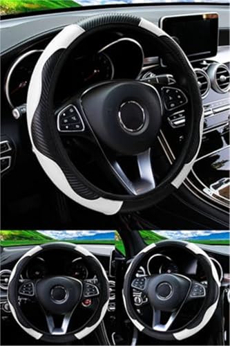 Protector Cubierta Volante automóvil para A5 para Coupe para Cabrio 8T 8F F5 2007 2008 2009-2024 Fibra de Carbono Cuero Ultrafino Absorbe el Sudor Comodidad Elástico(- White)