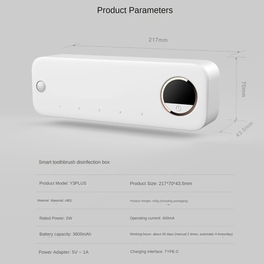 Sterilizzatore per spazzolino da denti UV porta spazzolino da denti da parete ricaricabile ad asciugatura con display a LED per bagno
