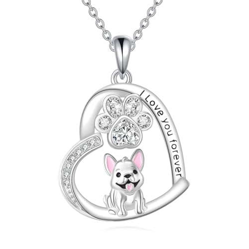 Dog Necklace for Women 925 Sterling Silver Dog Paw Print Pendant ...