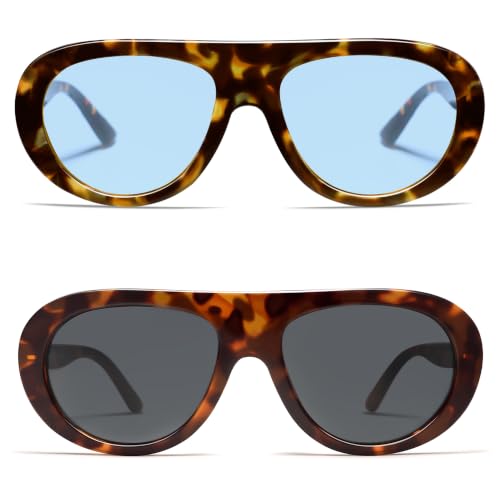Image of VANLINKER Oversized Retro Aviator Sunglasses for Women Men Chic 70s Vintage Style Trendy 2026 Chunky Sun Glasses VL9865