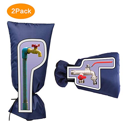 Outdoor Faucet Covers for Winter - 2 Padded Faucet Sock Small and Large for Cold Weather and Waterproof Freeze Protection - 19.6x7.8 & 5.5x7.0 inches - Thumbnail 2