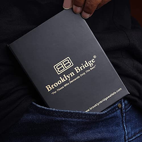 Image of Brooklyn Bridge Genuine Leather Money Clip Wallet for Men Diamond VT Brown - Premium Slim RFID Protected Wallet with Cash Clip & Multiple Card Slots, Stylish Front Pocket Design, Gift for Men