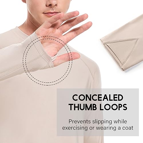 Men's Fleece Lined Thermal Shirts Midweight Crew/Mock Neck Base Layer Long Sleeve Top Cold Weather Workout3